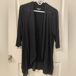 Torrid Super Soft Jersey lace sz 1 black gothic spooky trim drape front Cardigan